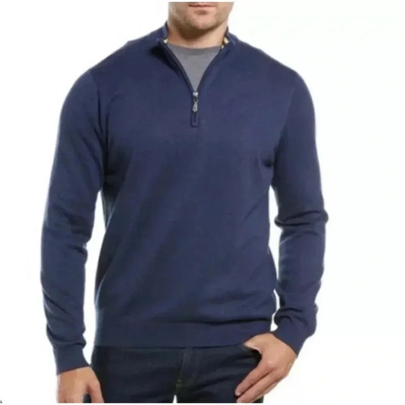 J. McLaughlin Other - J McLaughlin Men's Navy Blue 1/4 Zip Mock Neck Cotton Pullover TATE Sweater XL